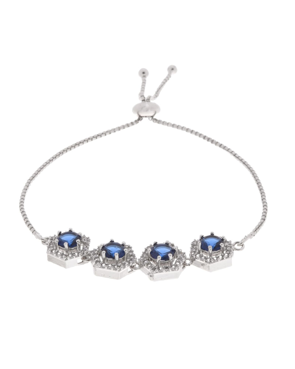Jewels Nest Blue Stone Diamond-Style Adjustable Bracelet