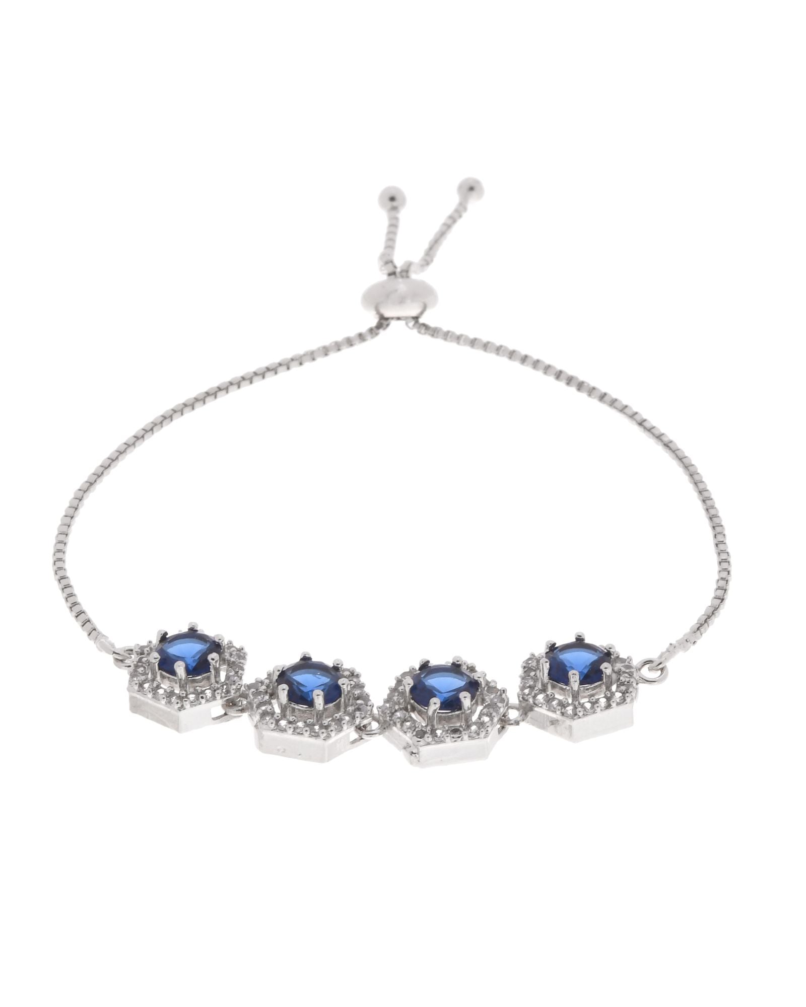 Jewels Nest Blue Stone Diamond-Style Adjustable Bracelet