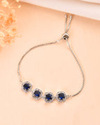 Jewels Nest Blue Stone Diamond-Style Adjustable Bracelet