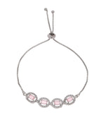 Jewels Nest Pink Oval Stone Diamond-Style Adjustable Bracelet