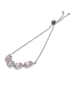 Jewels Nest Pink Oval Stone Diamond-Style Adjustable Bracelet