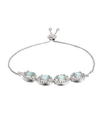 Jewels Nest Mint Green Oval Stone Diamond-Style Adjustable Bracelet