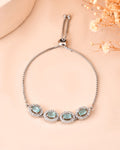 Jewels Nest Mint Green Oval Stone Diamond-Style Adjustable Bracelet