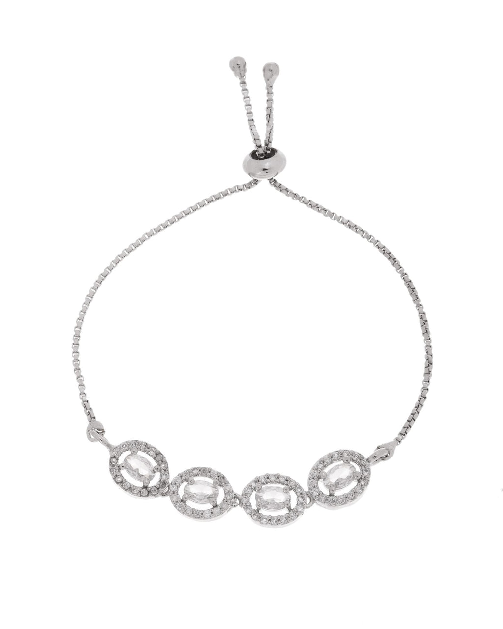 Jewels Nest Classic Oval White Stone Diamond-Style Adjustable Bracelet