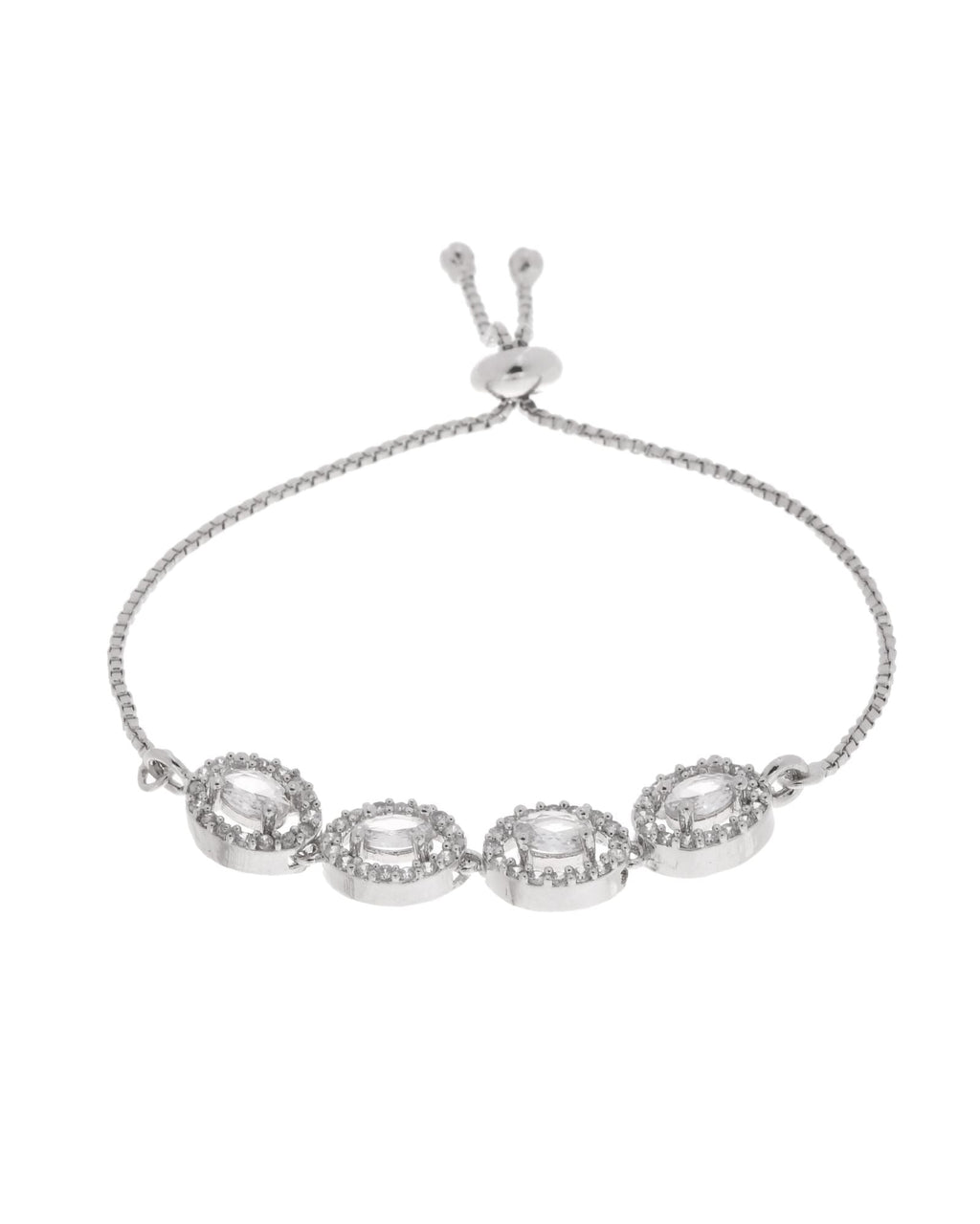 Jewels Nest Classic Oval White Stone Diamond-Style Adjustable Bracelet