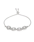 Jewels Nest Classic Oval White Stone Diamond-Style Adjustable Bracelet