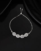 Jewels Nest Classic Oval White Stone Diamond-Style Adjustable Bracelet
