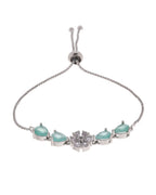 Jewels Nest Mint Green Floral Diamond-Style Adjustable Bracelet For Women