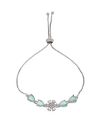 Jewels Nest Mint Green Floral Diamond-Style Adjustable Bracelet For Women