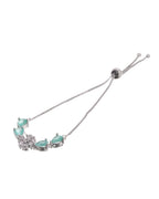 Jewels Nest Mint Green Floral Diamond-Style Adjustable Bracelet For Women