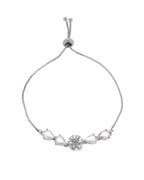Jewels Nest Classic White Floral Diamond-Style Adjustable Bracelet