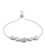 Jewels Nest Classic White Floral Diamond-Style Adjustable Bracelet