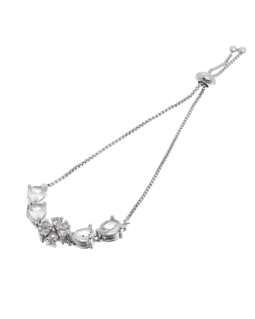 Jewels Nest Classic White Floral Diamond-Style Adjustable Bracelet