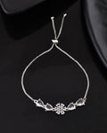 Jewels Nest Classic White Floral Diamond-Style Adjustable Bracelet