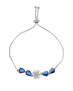 Jewels Nest Royal Blue Floral Diamond-Style Adjustable Bracelet