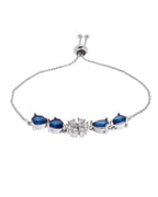 Jewels Nest Royal Blue Floral Diamond-Style Adjustable Bracelet