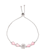 Jewels Nest Soft Pink Floral Diamond-Style Adjustable Bracelet
