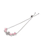 Jewels Nest Soft Pink Floral Diamond-Style Adjustable Bracelet