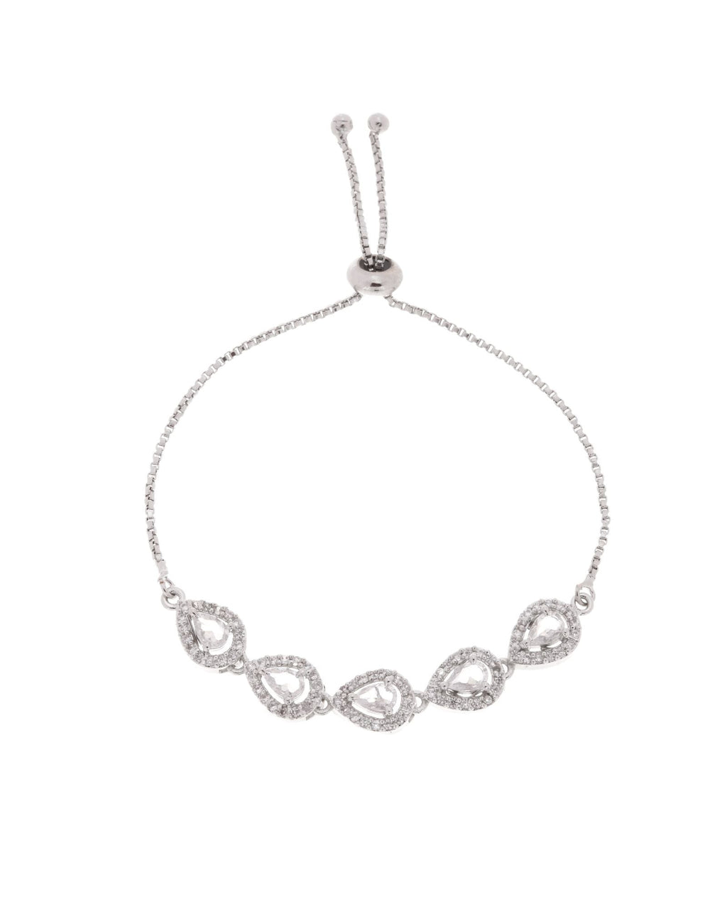 Jewels Nest White Teardrop Diamond-Style Adjustable Bracelet