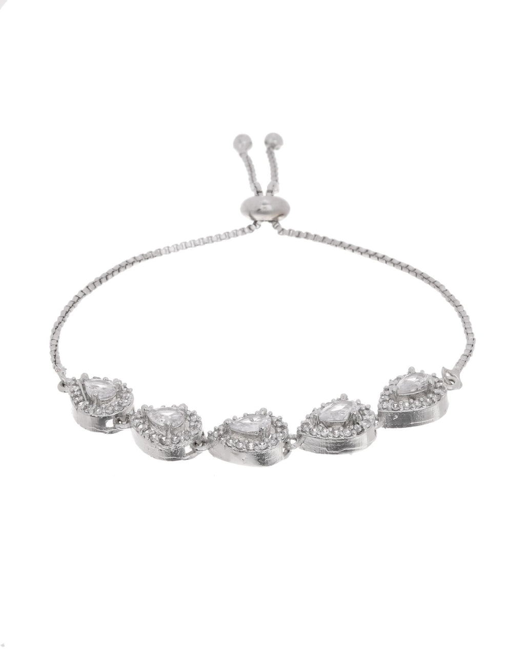 Jewels Nest White Teardrop Diamond-Style Adjustable Bracelet