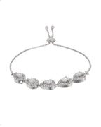 Jewels Nest White Teardrop Diamond-Style Adjustable Bracelet