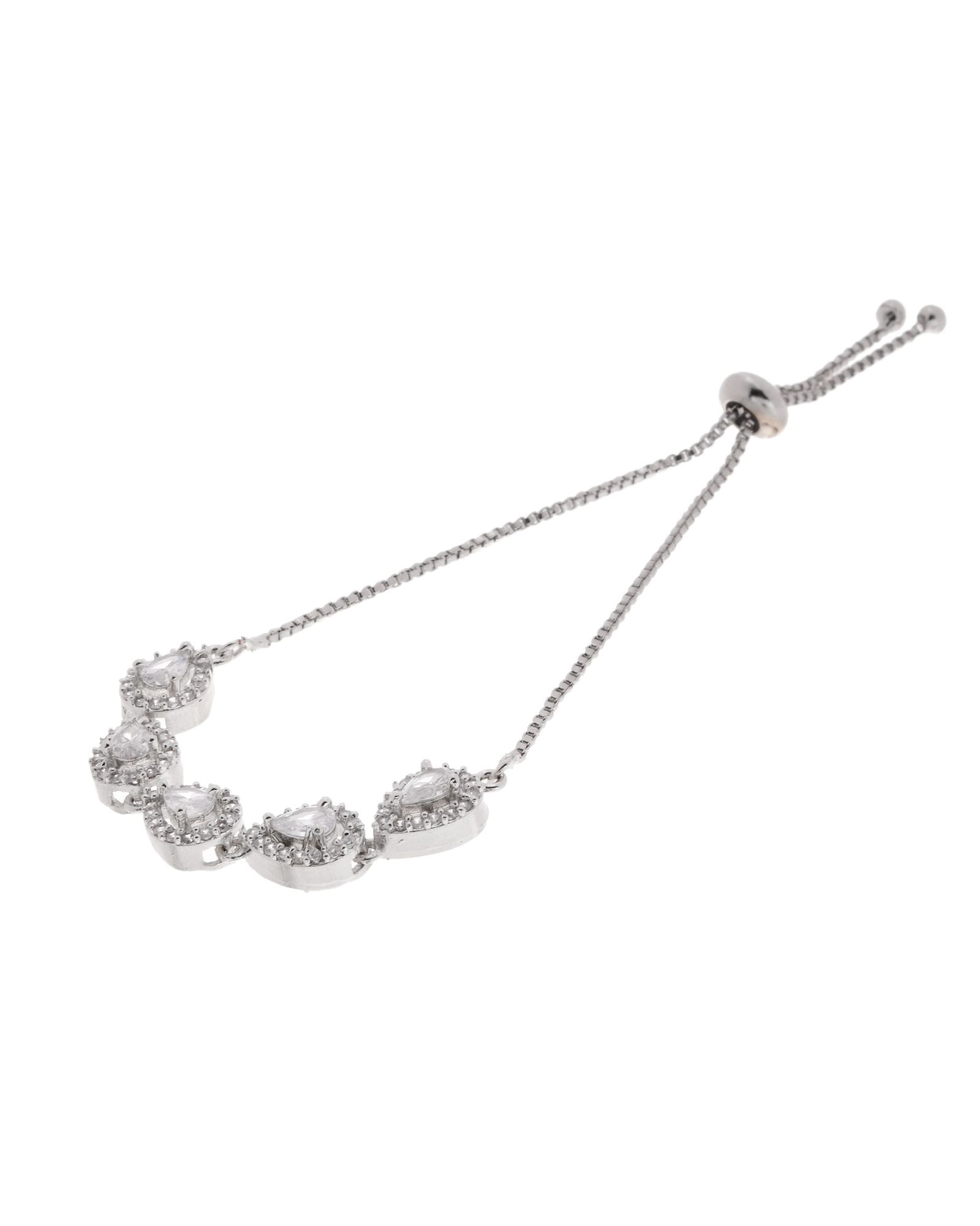 Jewels Nest White Teardrop Diamond-Style Adjustable Bracelet