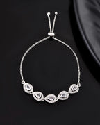 Jewels Nest White Teardrop Diamond-Style Adjustable Bracelet