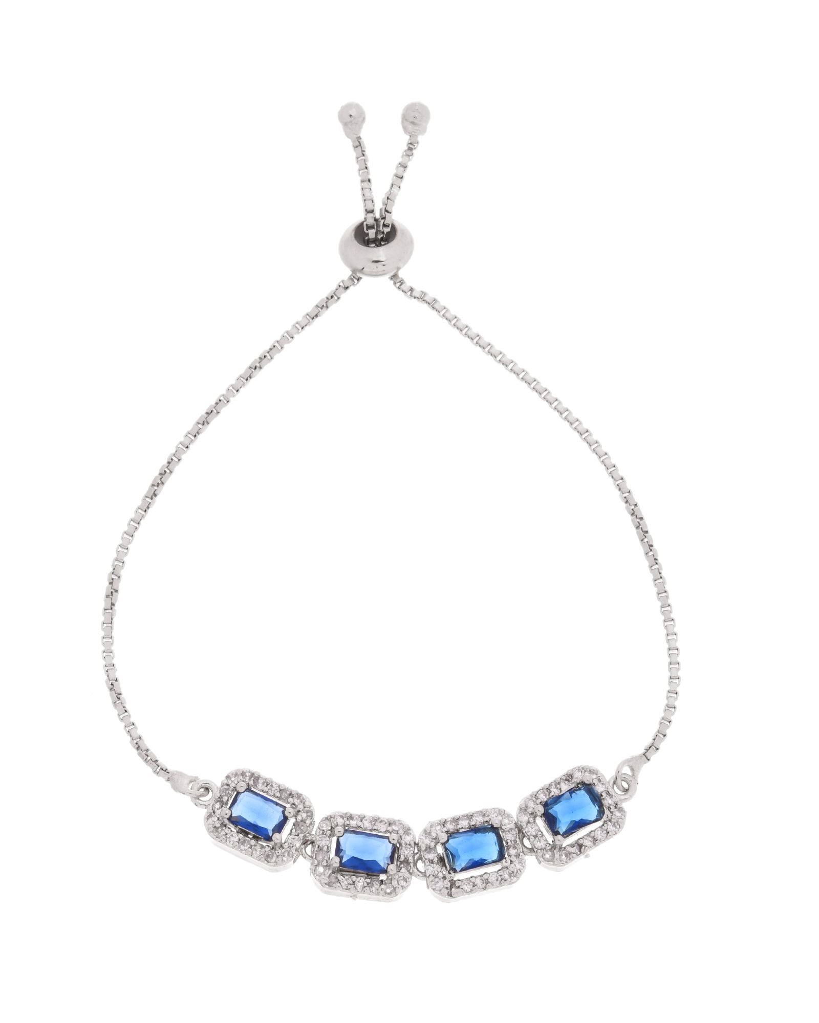 Jewels Nest Navy Blue Square Stone Diamond-Style Adjustable Bracelet