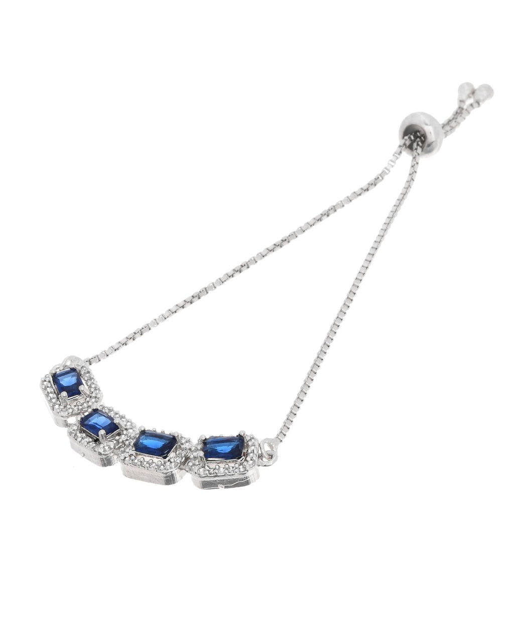 Jewels Nest Navy Blue Square Stone Diamond-Style Adjustable Bracelet