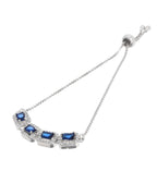 Jewels Nest Navy Blue Square Stone Diamond-Style Adjustable Bracelet