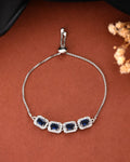 Jewels Nest Navy Blue Square Stone Diamond-Style Adjustable Bracelet
