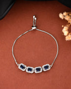 Jewels Nest Navy Blue Square Stone Diamond-Style Adjustable Bracelet