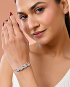 Jewels Nest Classic White Square Stone Diamond-Style Adjustable Bracelet - Distacart