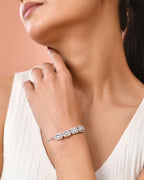 Jewels Nest Classic White Square Stone Diamond-Style Adjustable Bracelet - Distacart