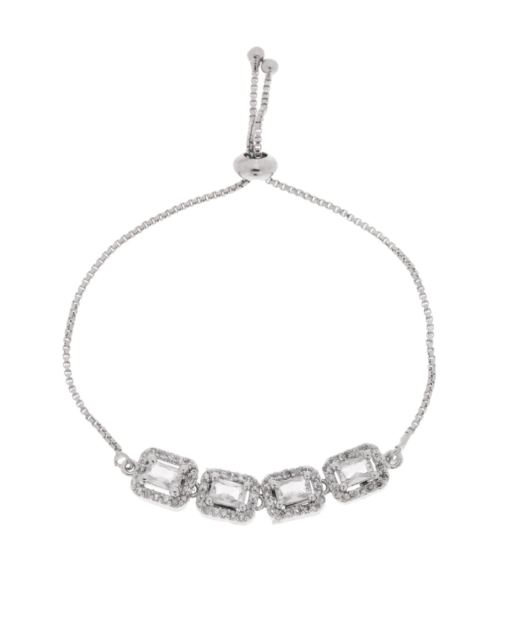 Jewels Nest Classic White Square Stone Diamond-Style Adjustable Bracelet - Distacart