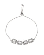 Jewels Nest Classic White Square Stone Diamond-Style Adjustable Bracelet - Distacart