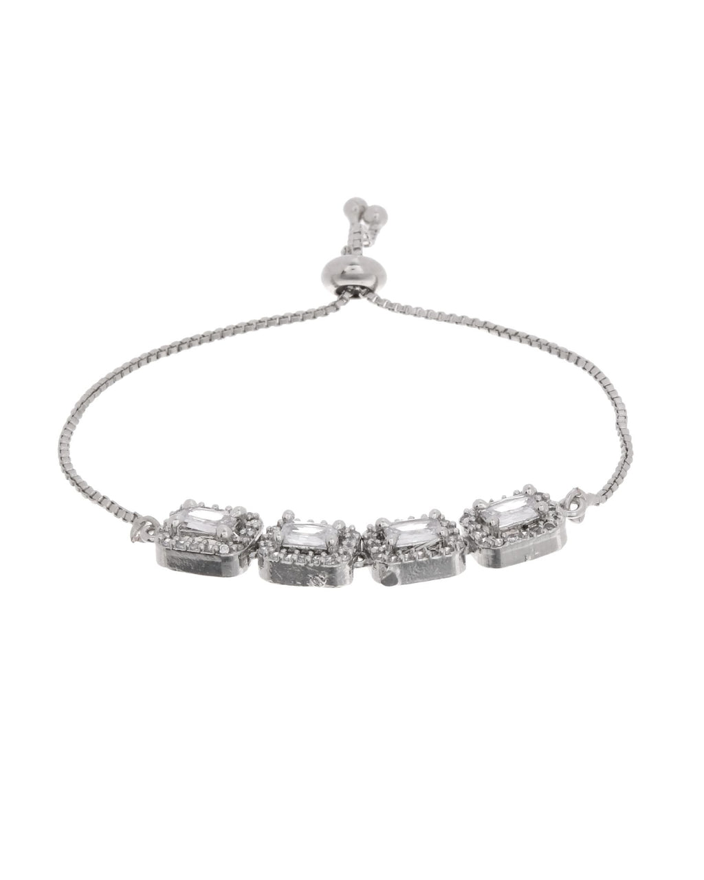 Jewels Nest Classic White Square Stone Diamond-Style Adjustable Bracelet - Distacart