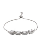 Jewels Nest Classic White Square Stone Diamond-Style Adjustable Bracelet - Distacart