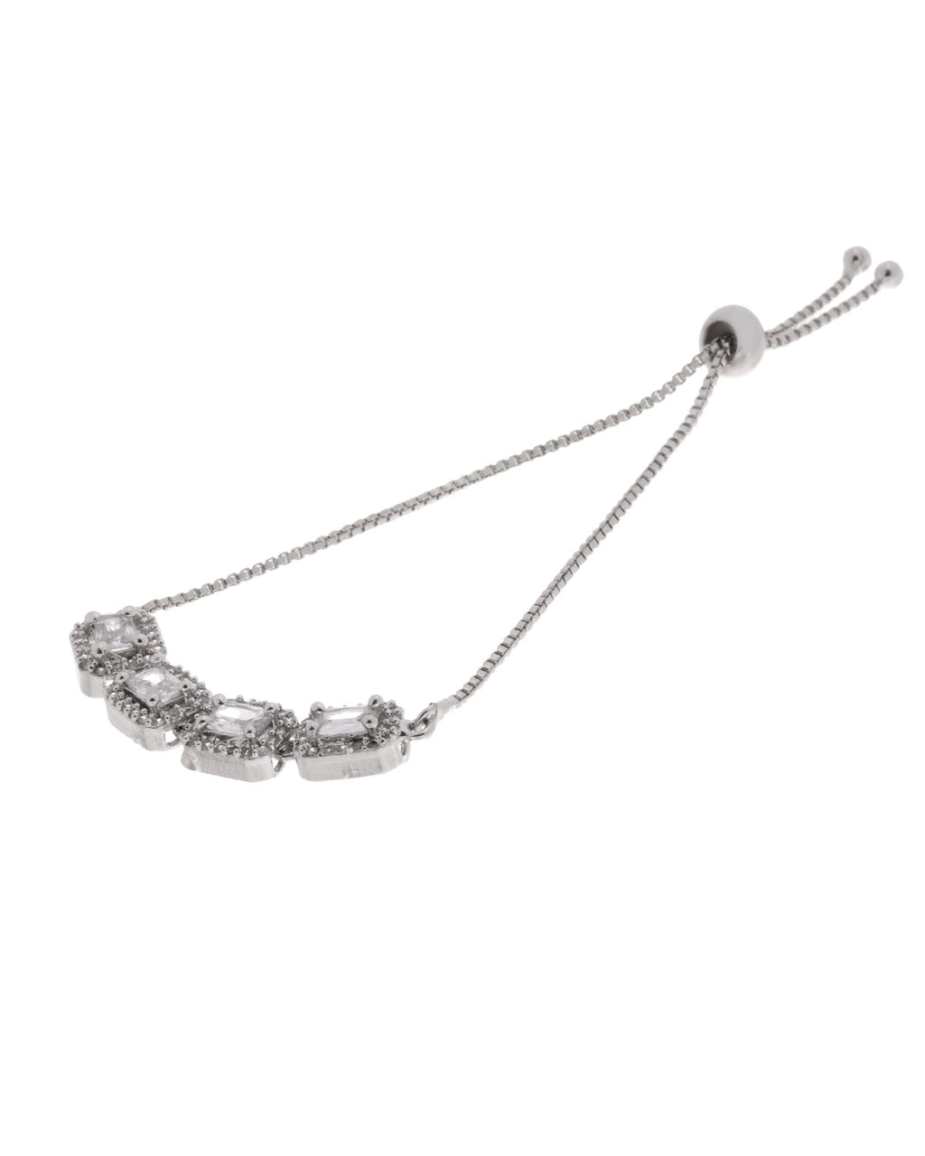 Jewels Nest Classic White Square Stone Diamond-Style Adjustable Bracelet - Distacart