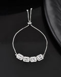 Jewels Nest Classic White Square Stone Diamond-Style Adjustable Bracelet - Distacart