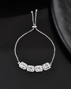Jewels Nest Classic White Square Stone Diamond-Style Adjustable Bracelet - Distacart