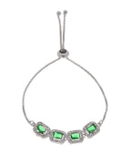 Jewels Nest Emerald Green Square Stone Diamond-Style Adjustable Bracelet
