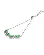 Jewels Nest Emerald Green Square Stone Diamond-Style Adjustable Bracelet