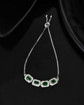 Jewels Nest Emerald Green Square Stone Diamond-Style Adjustable Bracelet