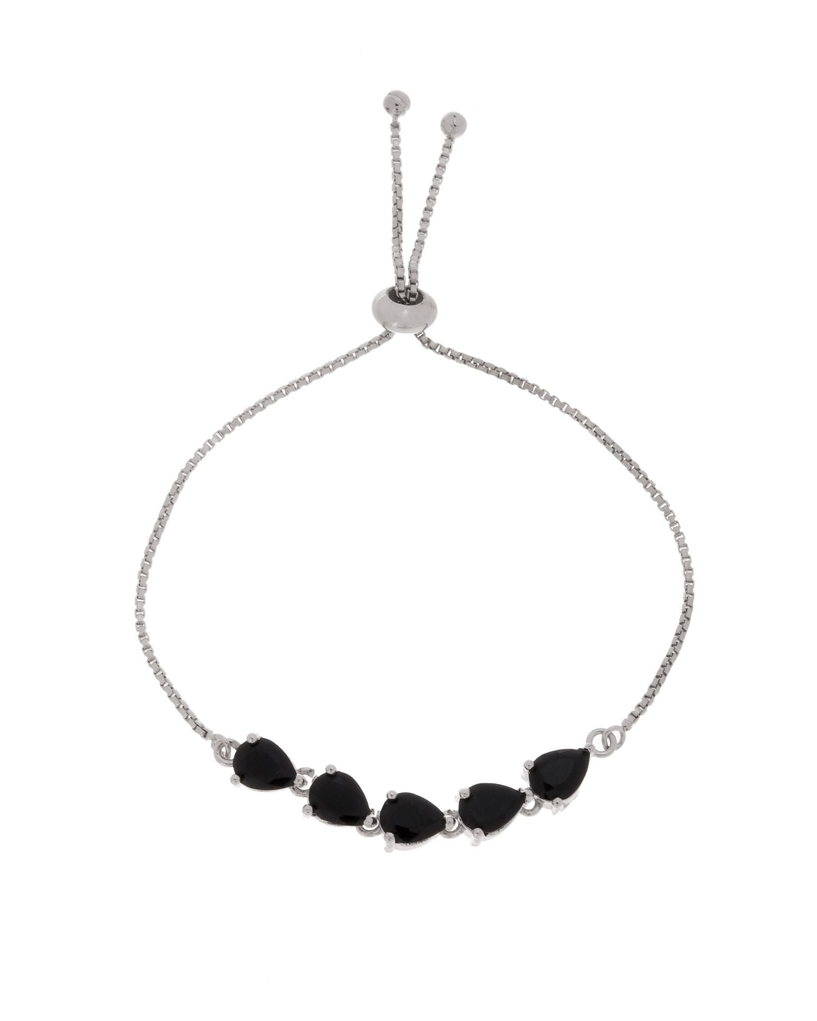 Jewels Nest Classic Black Teardrop Stone Adjustable Bracelet - Distacart