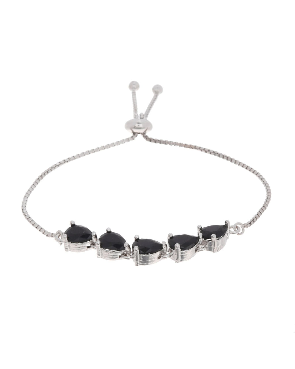 Jewels Nest Classic Black Teardrop Stone Adjustable Bracelet - Distacart