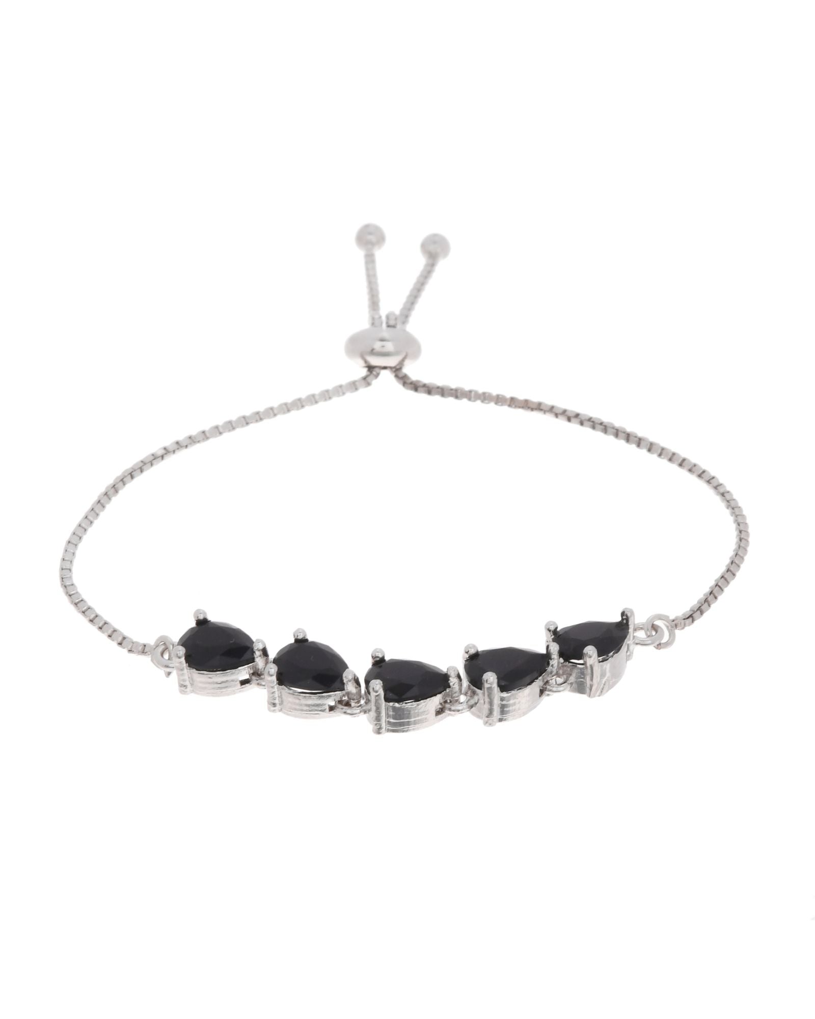 Jewels Nest Classic Black Teardrop Stone Adjustable Bracelet - Distacart