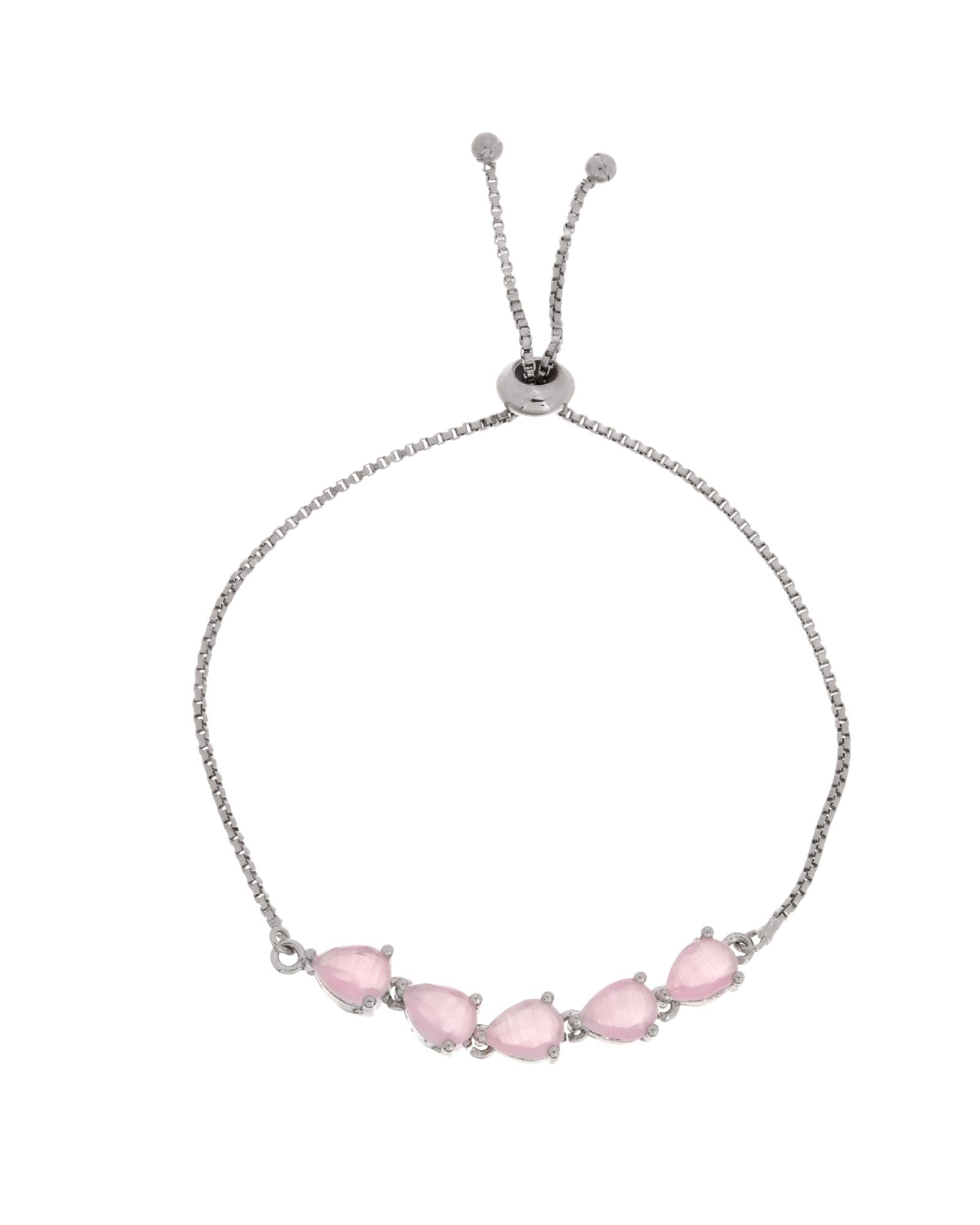 Jewels Nest Pink Heart Stone Adjustable Bracelet For Women - Distacart