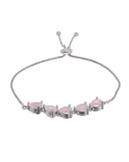 Jewels Nest Pink Heart Stone Adjustable Bracelet For Women - Distacart
