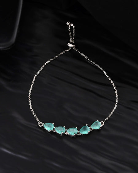 Jewels Nest Mint Green Stone Adjustable Bracelet For Women